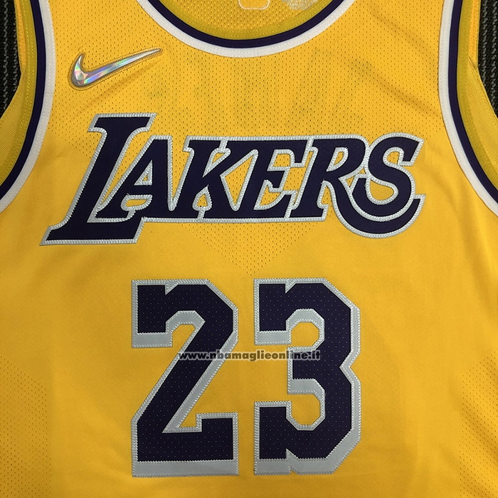Maglia Los Angeles Lakers LeBron James #23 Icon Autentico Giallo
